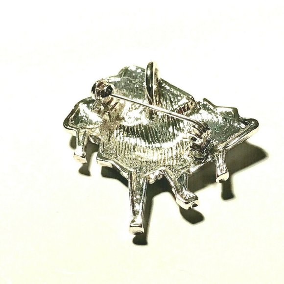 Silver Grand Piano Pin Brooch Necklace - Picture 7 of 11